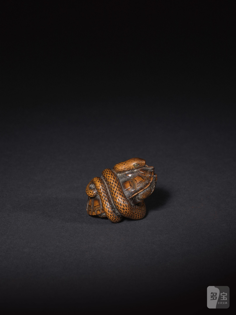 木彫根付 蛇と亀 銘「正一」 19世紀 | NETSUKE EN BOIS REPRÉSENTANT UN SERPENT ET UNE TORTUE - 图9